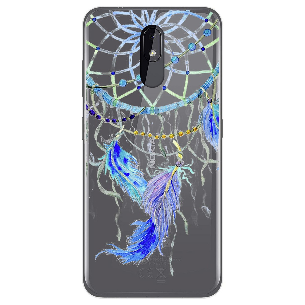 Funda Gel Transparente para Nokia 3.2 diseño Plumas Dibujos
