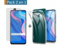 Pack 2 En 1 Funda Gel Transparente + Protector Cristal Templado para Huawei P Smart Z