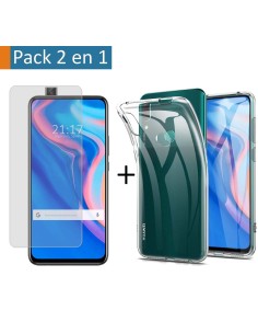 Pack 2 En 1 Funda Gel Transparente + Protector Cristal Templado para Huawei P Smart Z