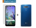 Pack 2 En 1 Funda Gel Transparente + Protector Cristal Templado para Lg Q60 / K50