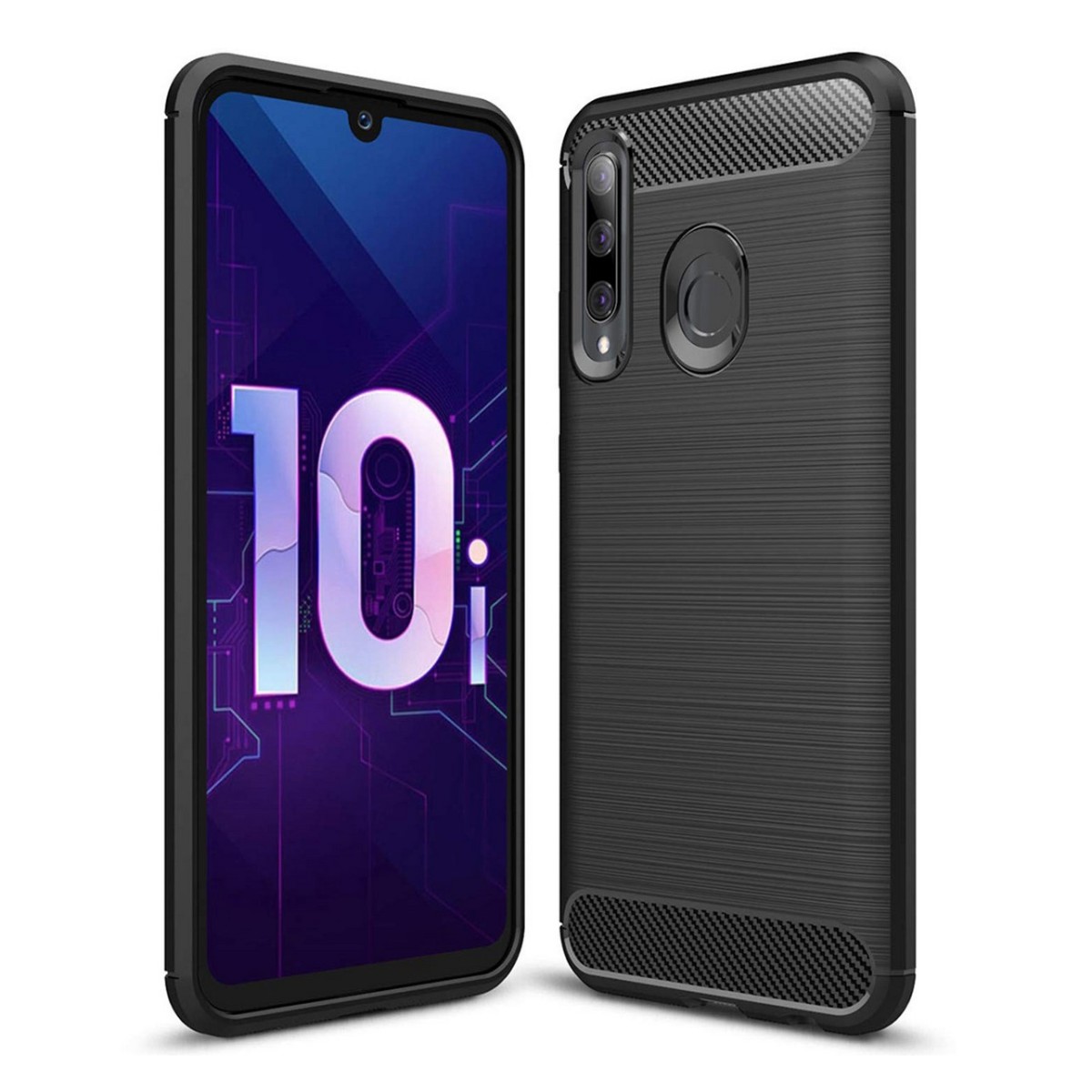 Funda Gel Tpu Tipo Carbon Negra para Huawei Honor 20 Lite