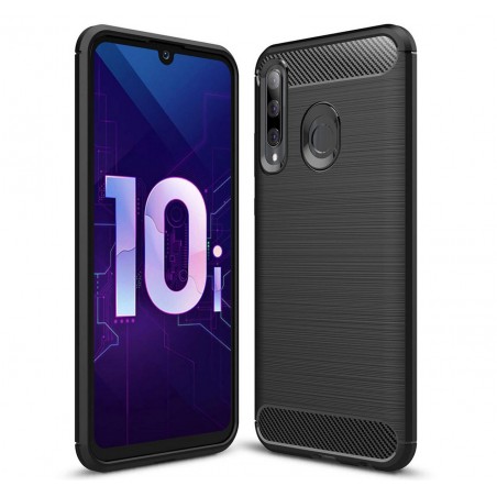 Funda Gel Tpu Tipo Carbon Negra para Huawei Honor 20 Lite
