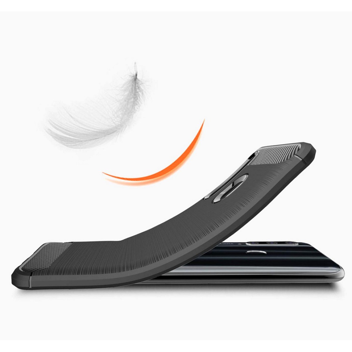 Funda Gel Tpu Tipo Carbon Negra para Huawei Honor 20 Lite