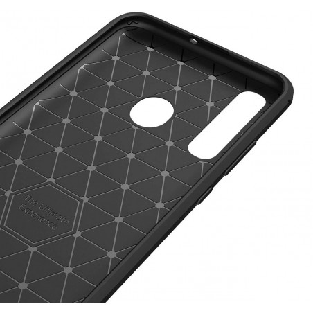 Funda Gel Tpu Tipo Carbon Negra para Huawei Honor 20 Lite