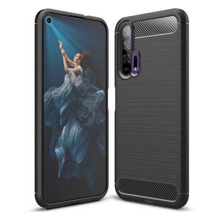 Funda Gel Tpu Tipo Carbon Negra para Huawei Honor 20 Pro