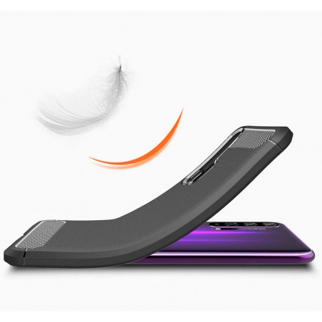 Funda Gel Tpu Tipo Carbon Negra para Huawei Honor 20 Pro