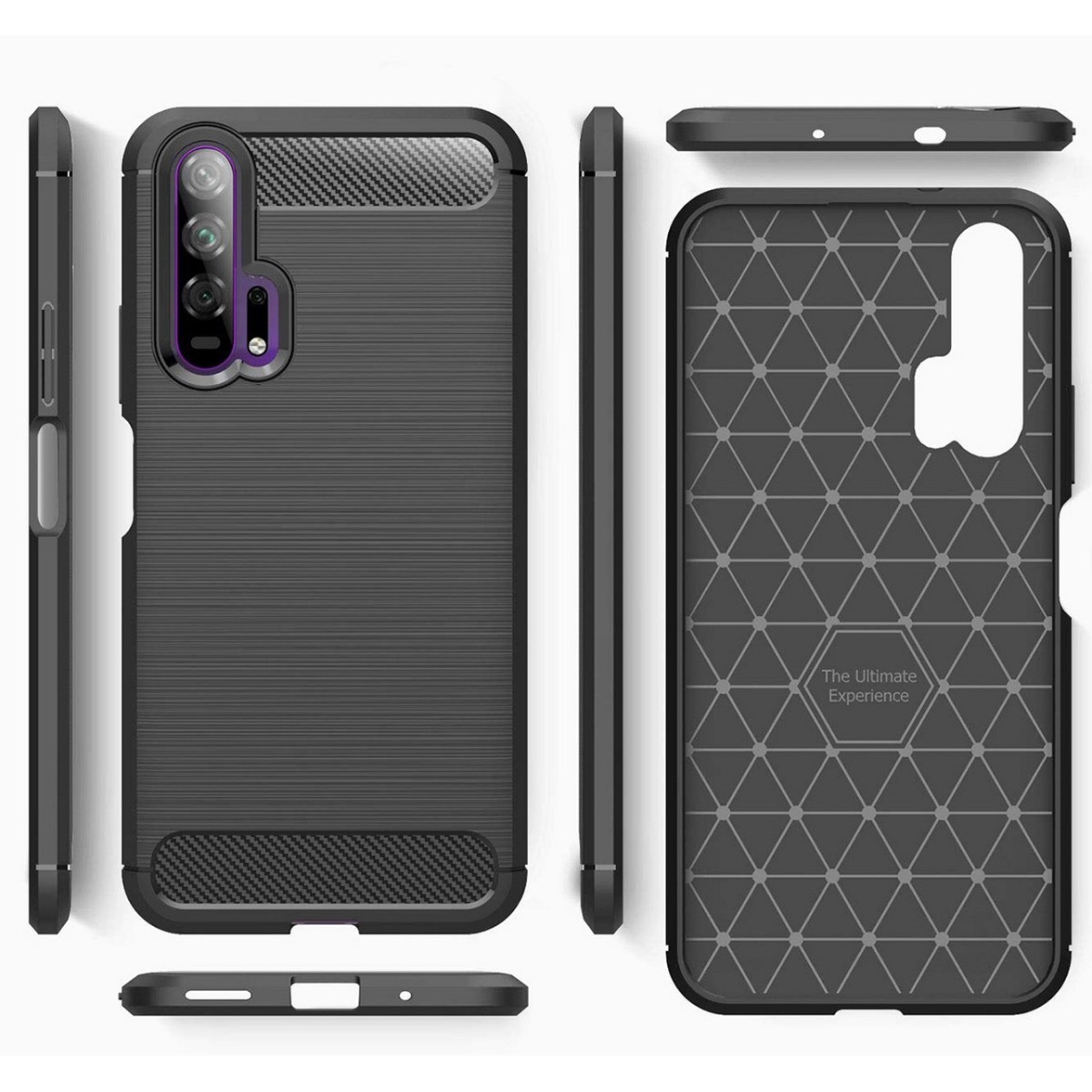 Funda Gel Tpu Tipo Carbon Negra para Huawei Honor 20 Pro