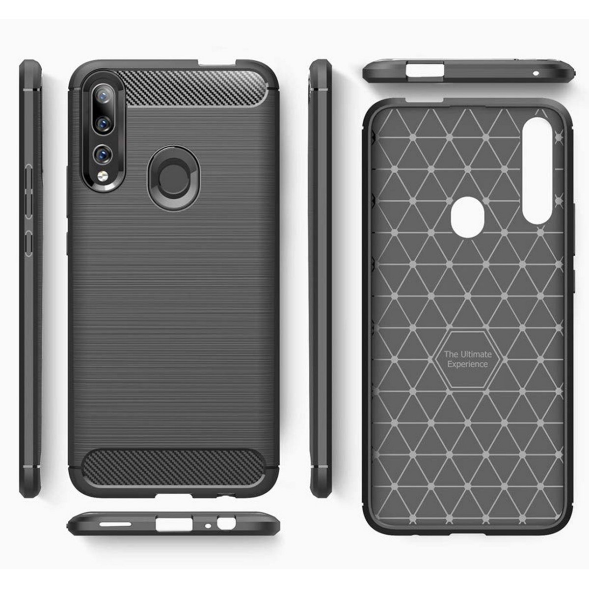 Funda Gel Tpu Tipo Carbon Negra para Huawei P Smart Z
