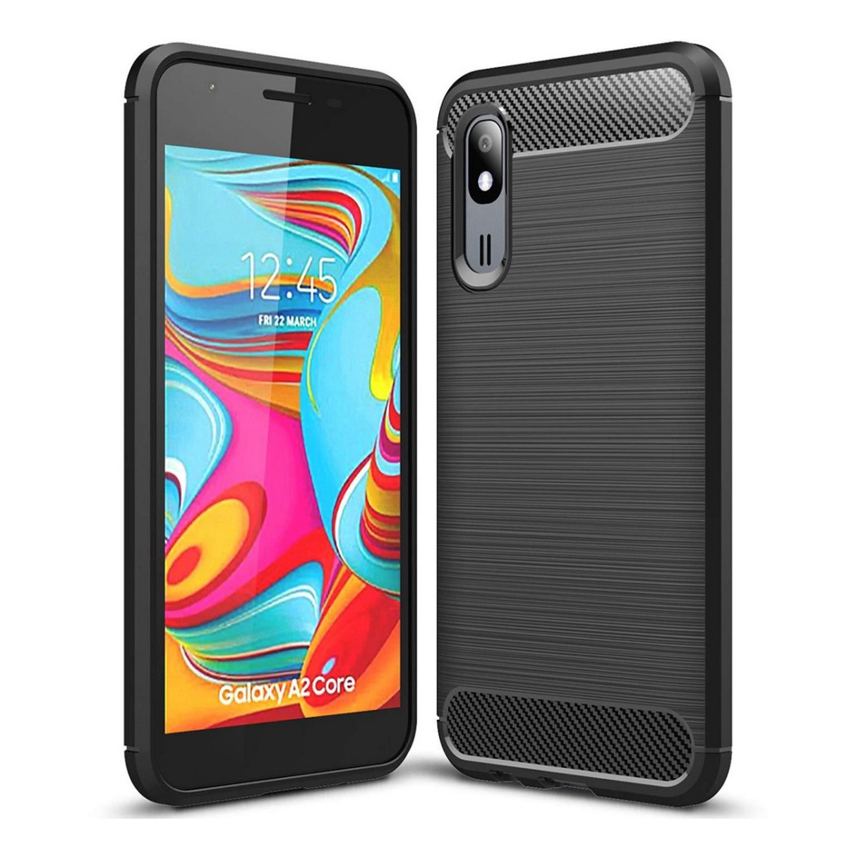Funda Gel Tpu Tipo Carbon Negra para Samsung Galaxy A2 Core