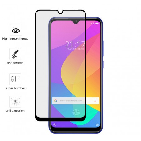 Protector Cristal Templado Completo 5D Full Glue Negro para Xiaomi Mi 9 Lite