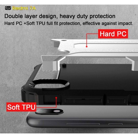 Funda Tipo Hybrid Tough Armor (Pc+Tpu) Negra para Xiaomi Redmi 7A
