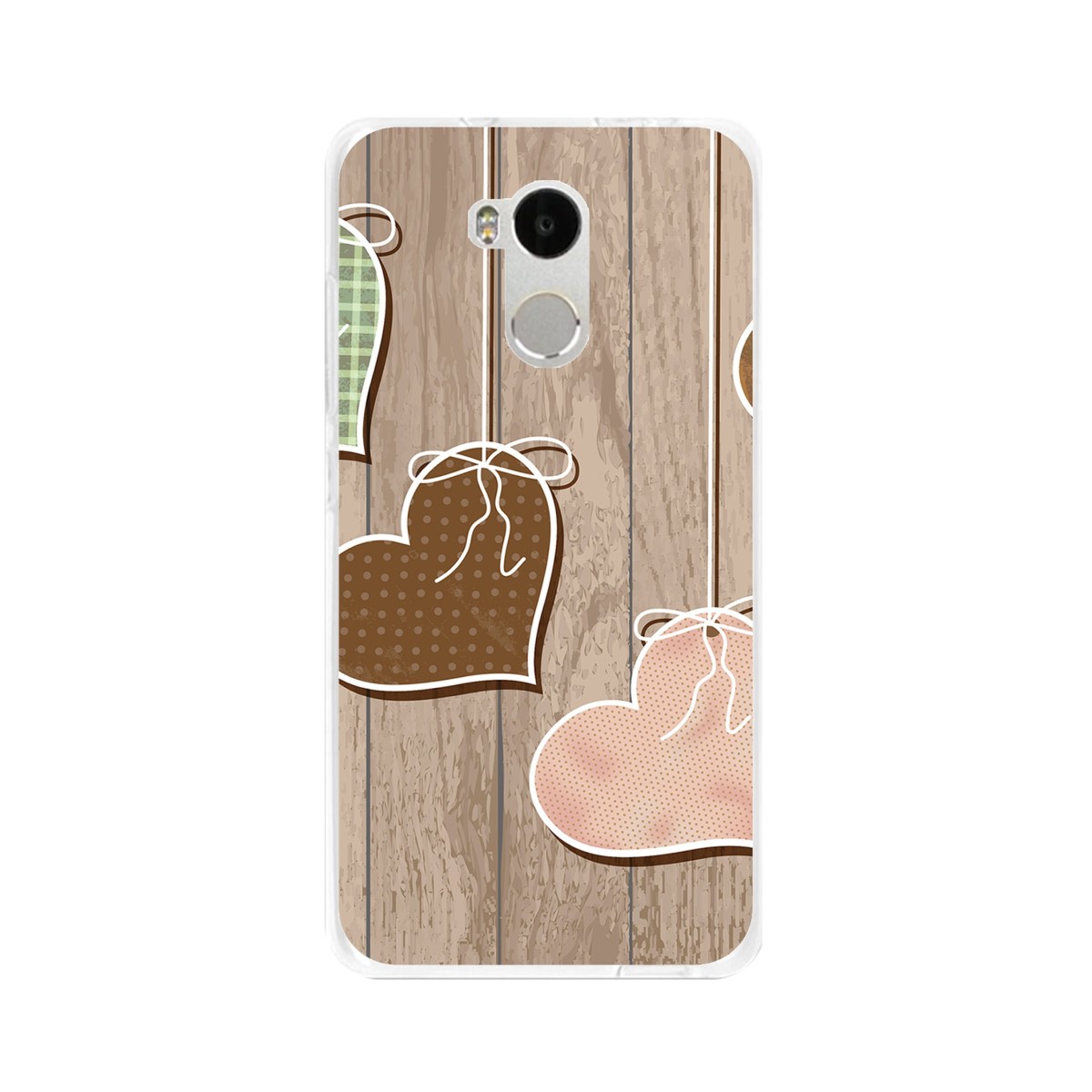 Funda Gel Tpu para Xiaomi Redmi 4 Pro Diseño Corazones Madera Dibujos