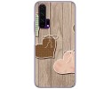 Funda Gel Tpu para Huawei Honor 20 Pro diseño Corazones Madera Dibujos