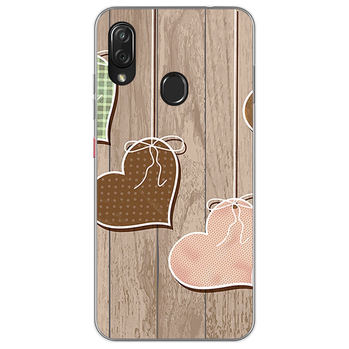 Funda Gel Tpu para Zte Blade V10 vita / Orange Neva Play diseño Corazones Madera Dibujos