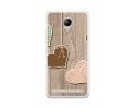 Funda Gel Tpu para Lenovo Moto C2 Diseño Corazones Madera Dibujos