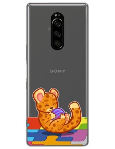 Funda Gel Transparente para Sony Xperia 1 diseño Leopardo Dibujos