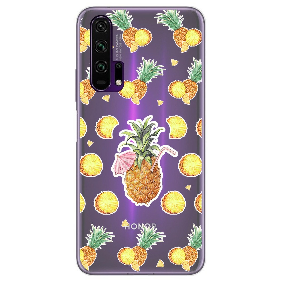 Funda Gel Transparente para Huawei Honor 20 Pro diseño Piña Dibujos