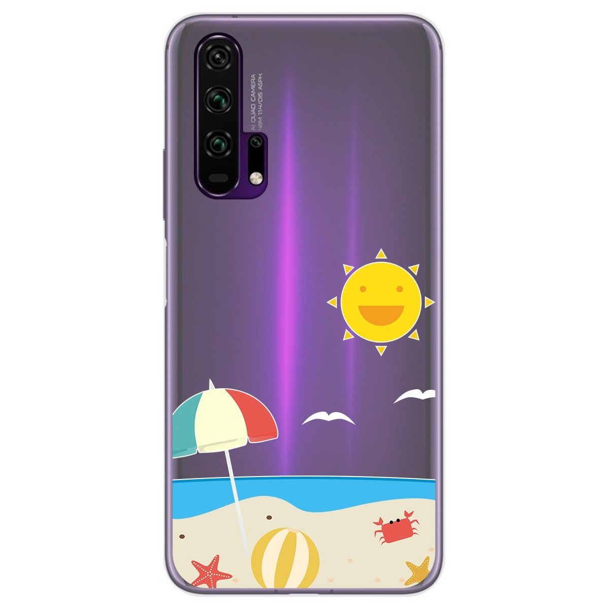 Funda Gel Transparente para Huawei Honor 20 Pro diseño Playa Dibujos