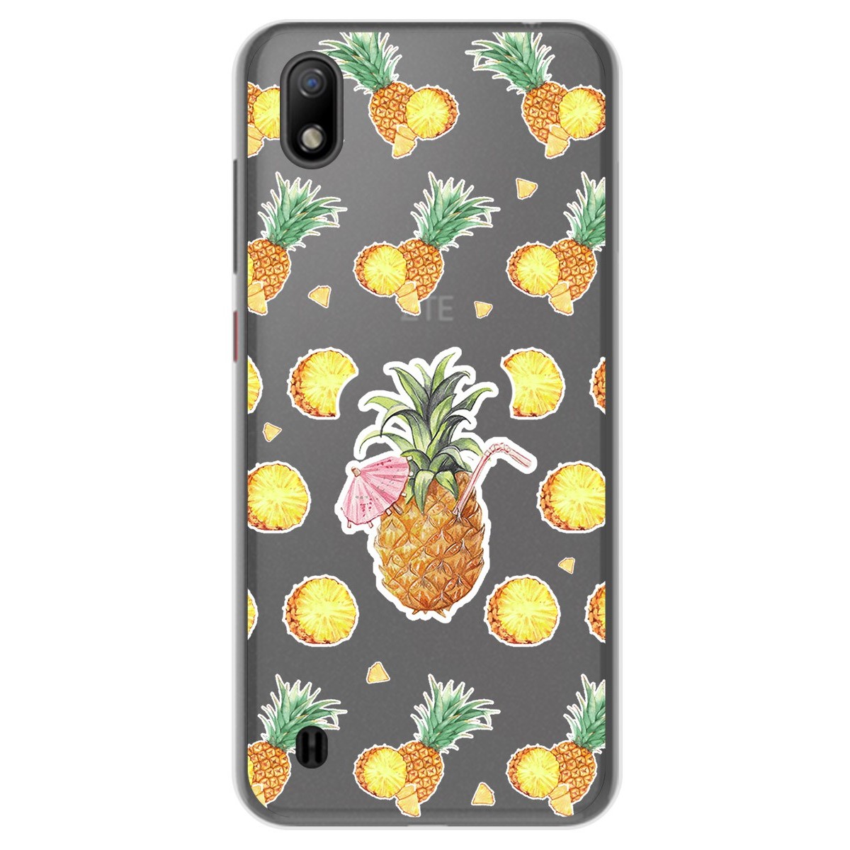 Funda Gel Transparente para ZTE Blade A7 (2019) diseño Piña Dibujos