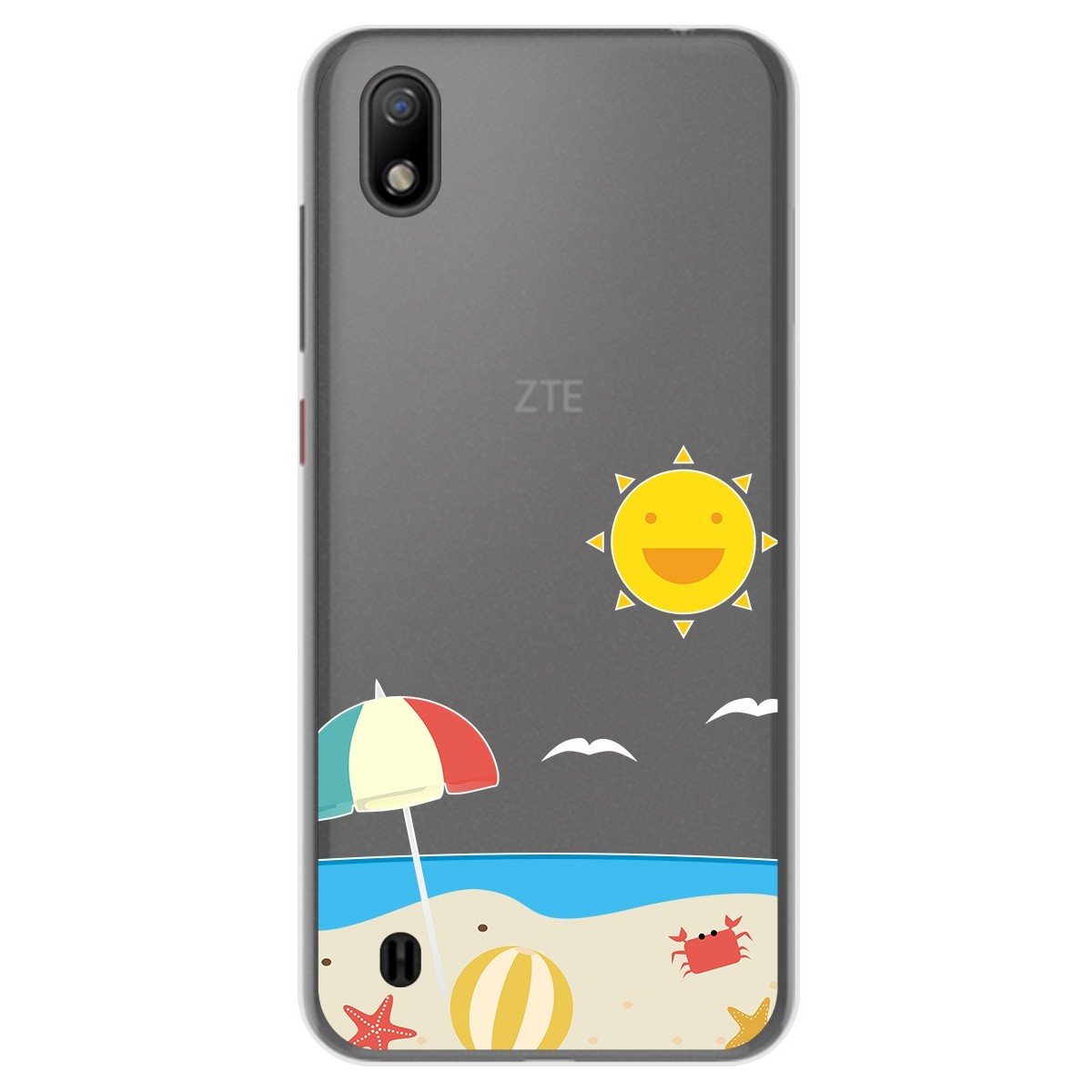 Funda Gel Transparente para ZTE Blade A7 (2019) diseño Playa Dibujos