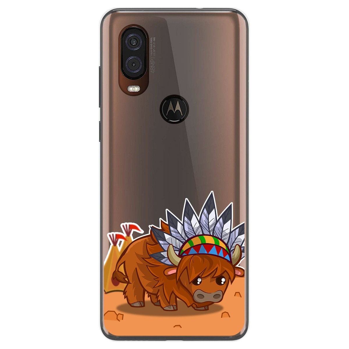 Funda Gel Transparente para Motorola One Vision diseño Bufalo Dibujos