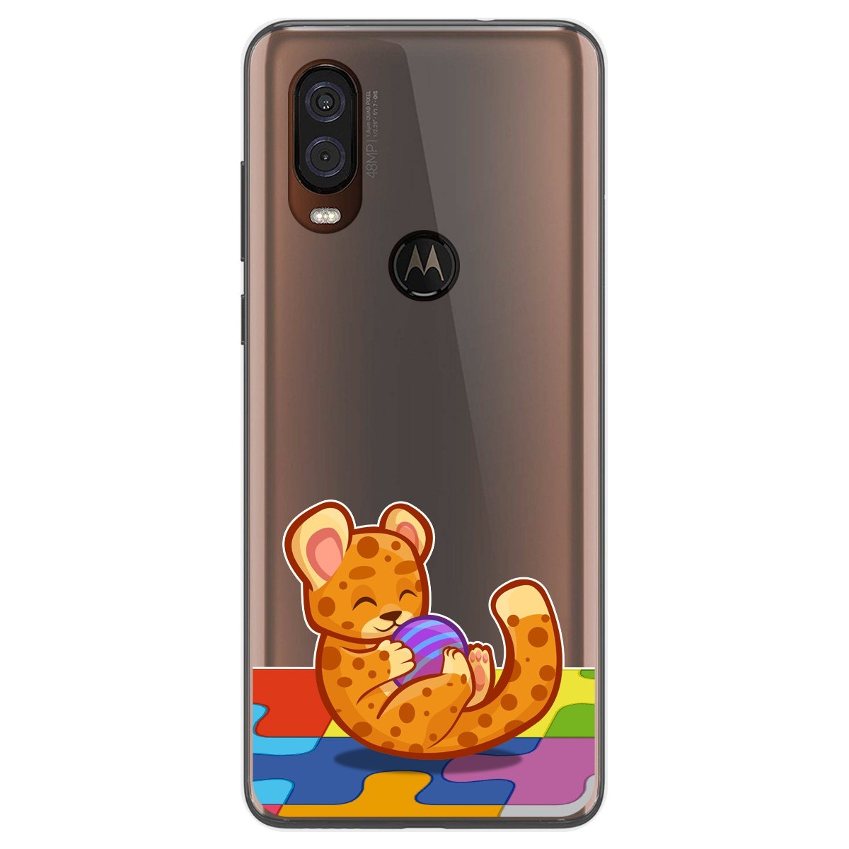 Funda Gel Transparente para Motorola One Vision diseño Leopardo Dibujos