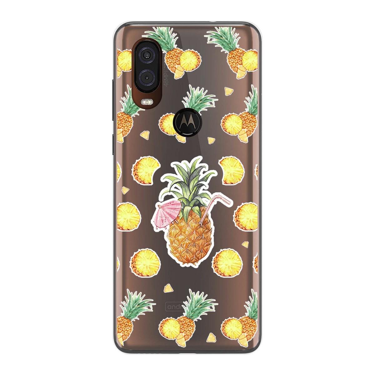 Funda Gel Transparente para Motorola One Vision diseño Piña Dibujos