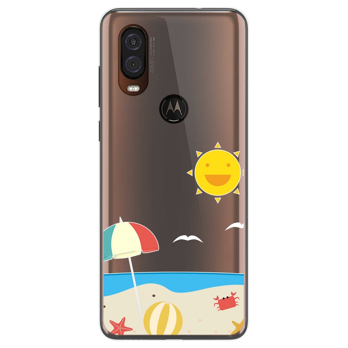 Funda Gel Transparente para Motorola One Vision diseño Playa Dibujos