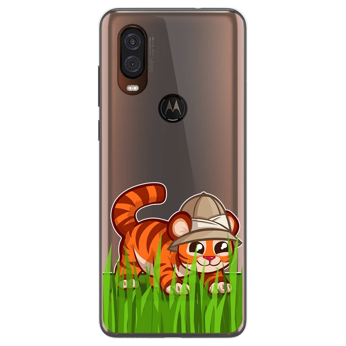 Funda Gel Transparente para Motorola One Vision diseño Tigre Dibujos