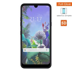 Protector Cristal Templado Completo 5D Full Glue Negro para Lg Q60 / K50 Vidrio 2