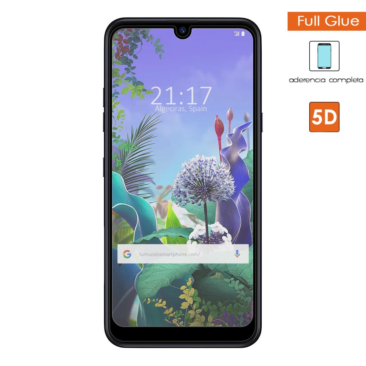 Protector Cristal Templado Completo 5D Full Glue Negro para Lg Q60 / K50 Vidrio