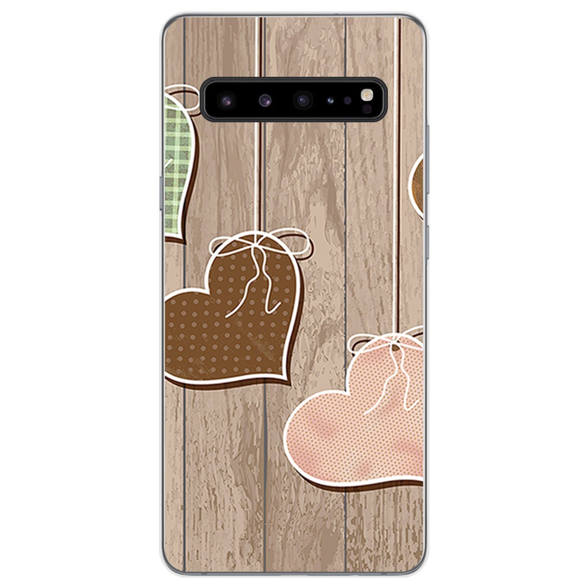 Funda Gel Tpu para Samsung Galaxy S10 5G diseño Corazones Madera Dibujos