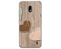 Funda Gel Tpu para Nokia 2.2 diseño Corazones Madera Dibujos