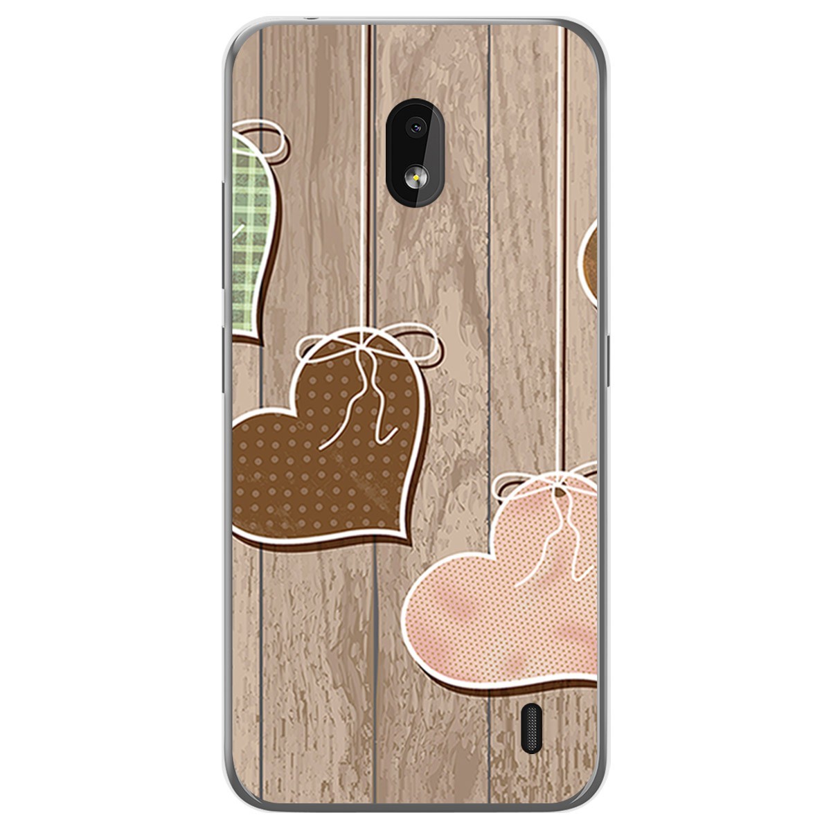 Funda Gel Tpu para Nokia 2.2 diseño Corazones Madera Dibujos