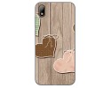 Funda Gel Tpu para Huawei Y5 2019 diseño Corazones Madera Dibujos