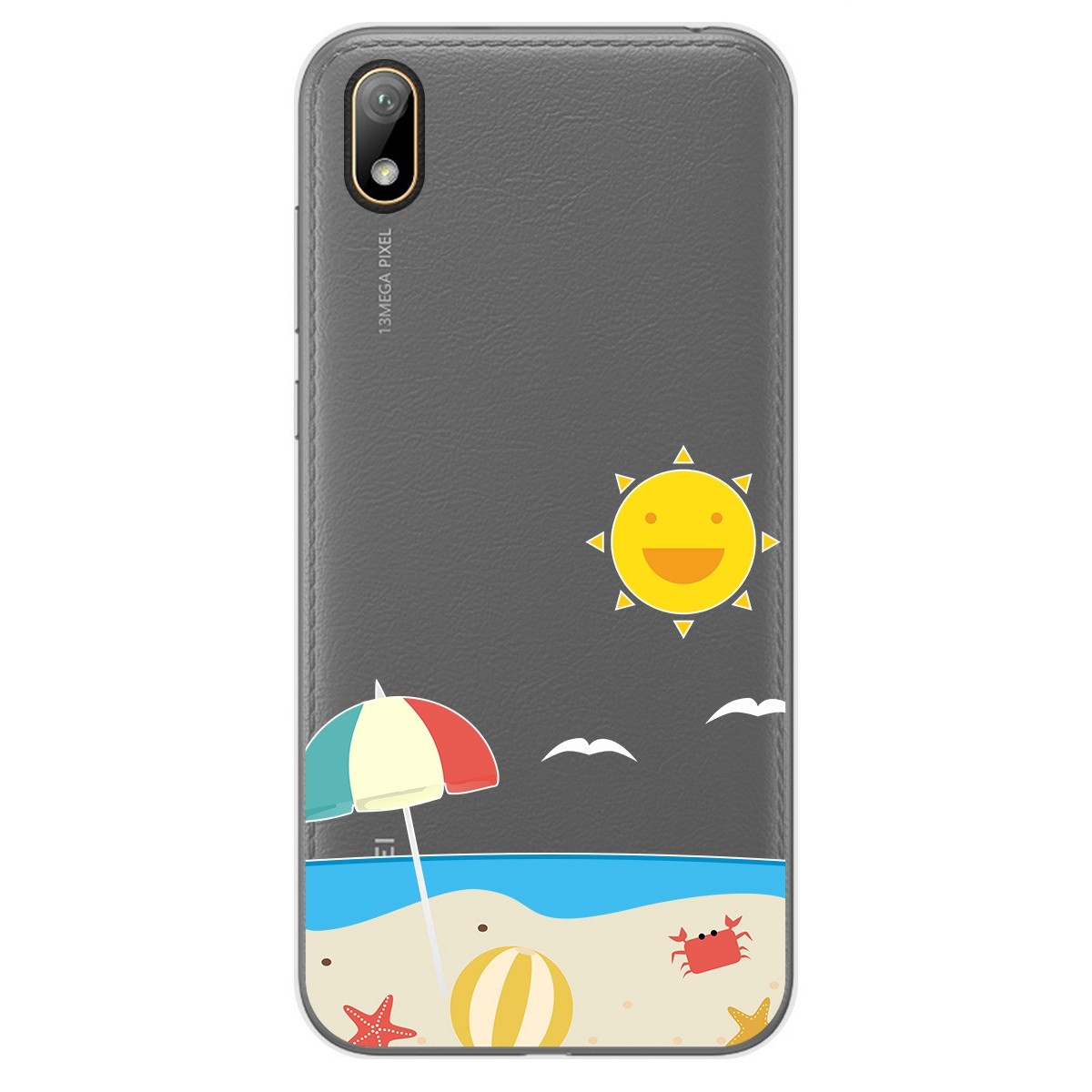 Funda Gel Transparente para Huawei Y5 2019 diseño Playa Dibujos