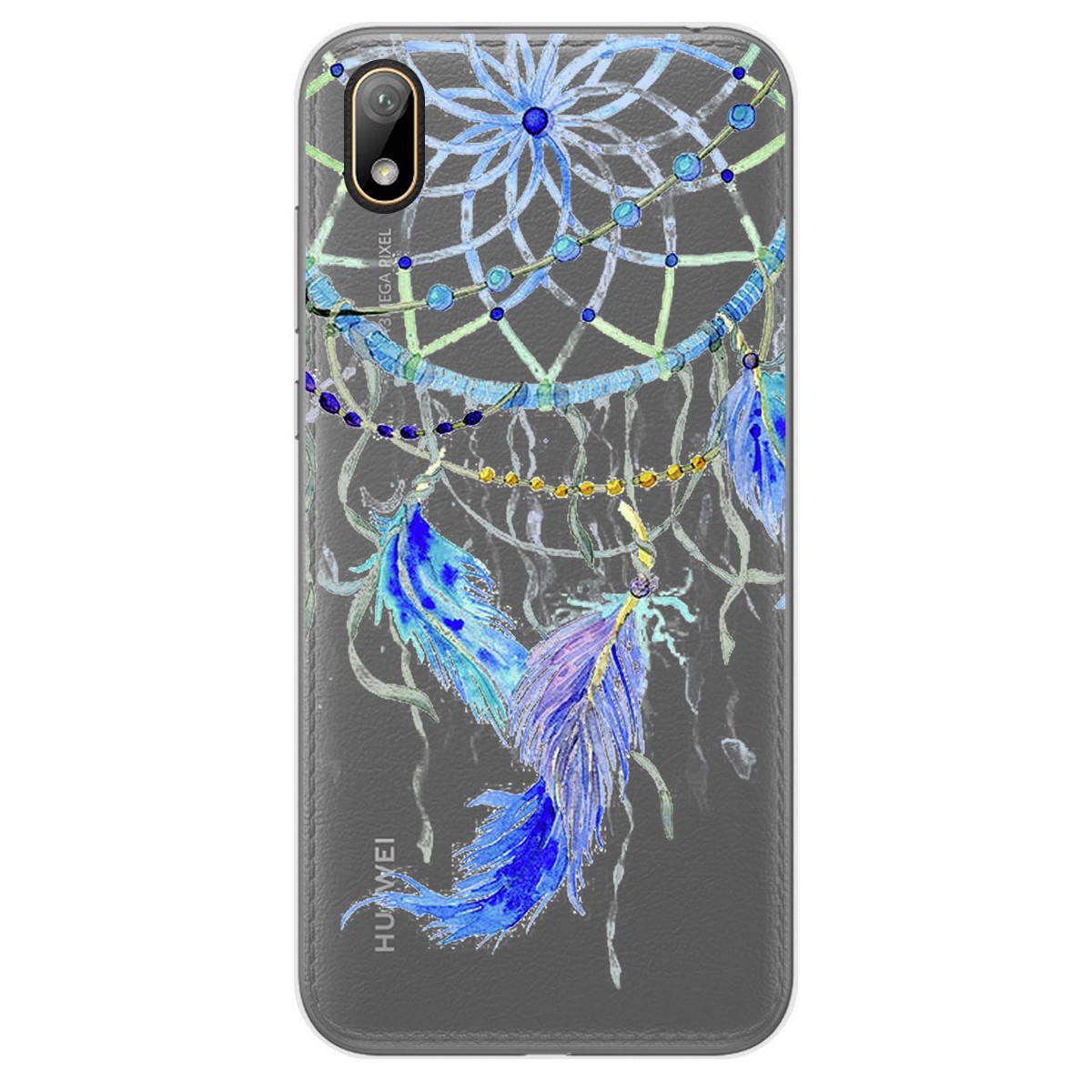 Funda Gel Transparente para Huawei Y5 2019 diseño Plumas Dibujos