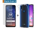 Pack 2 En 1 Funda Gel Transparente + Protector Cristal Templado para Motorola One Vision