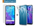 Pack 2 En 1 Funda Gel Transparente + Protector Cristal Templado para Huawei Y5 2019