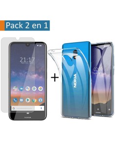 Pack 2 En 1 Funda Gel Transparente + Protector Cristal Templado para Nokia 2.2