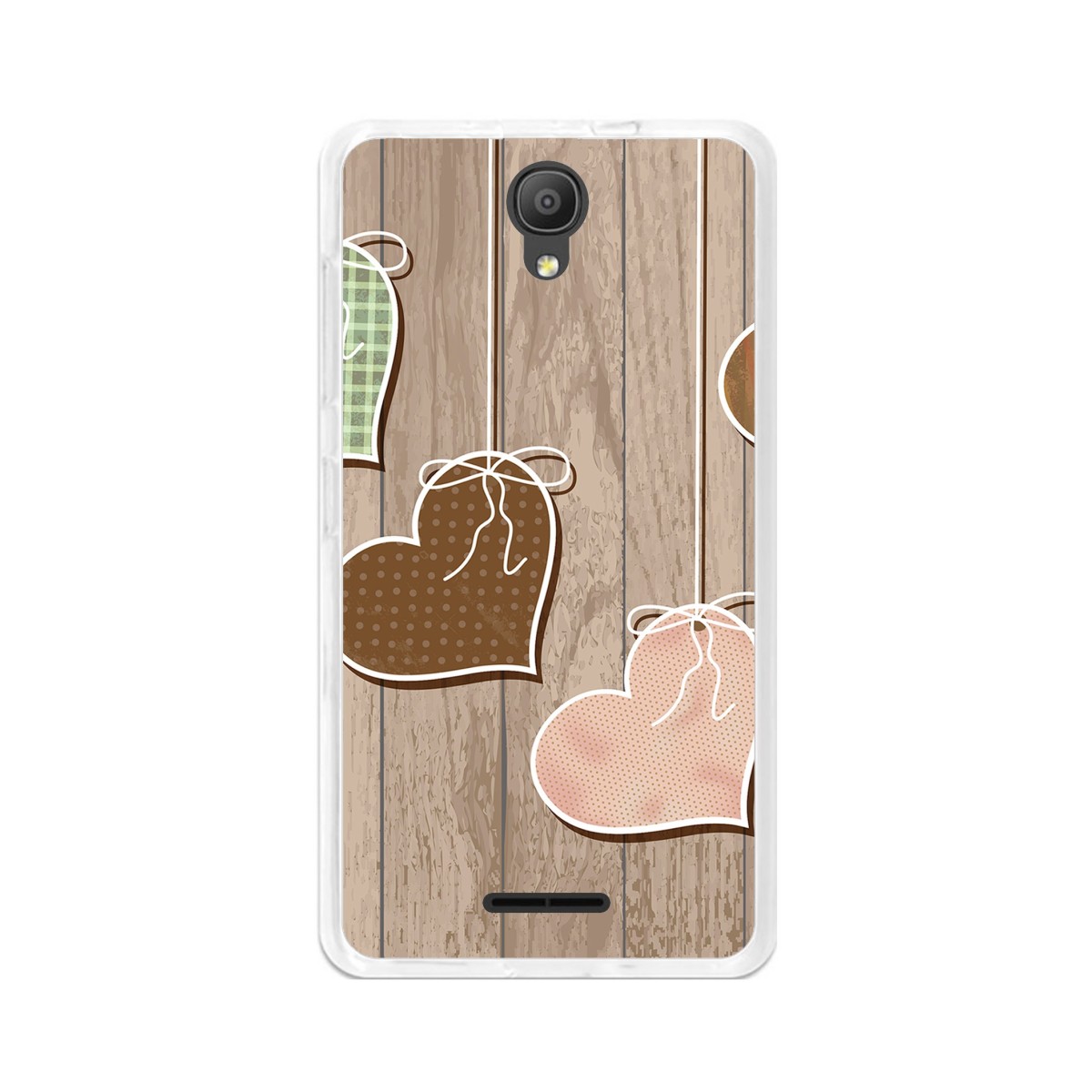 Funda Gel Tpu para Alcatel Pixi 4 (5") 3G Diseño Corazones Madera Dibujos