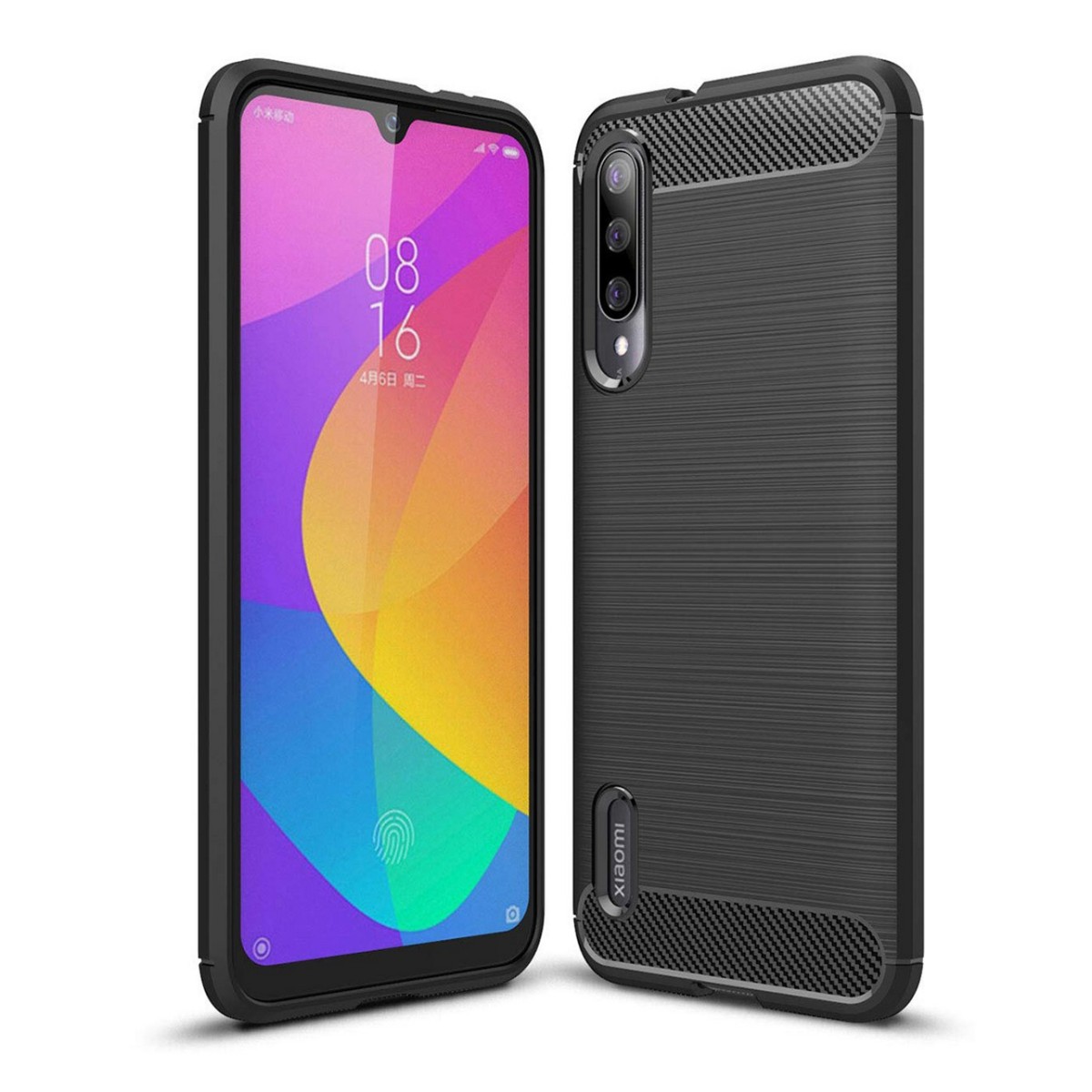 Funda Gel Tpu Tipo Carbon Negra para Xiaomi Mi A3