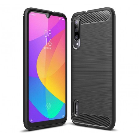 Funda Gel Tpu Tipo Carbon Negra para Xiaomi Mi 9 Lite