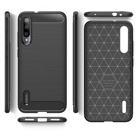 Funda Gel Tpu Tipo Carbon Negra para Xiaomi Mi 9 Lite