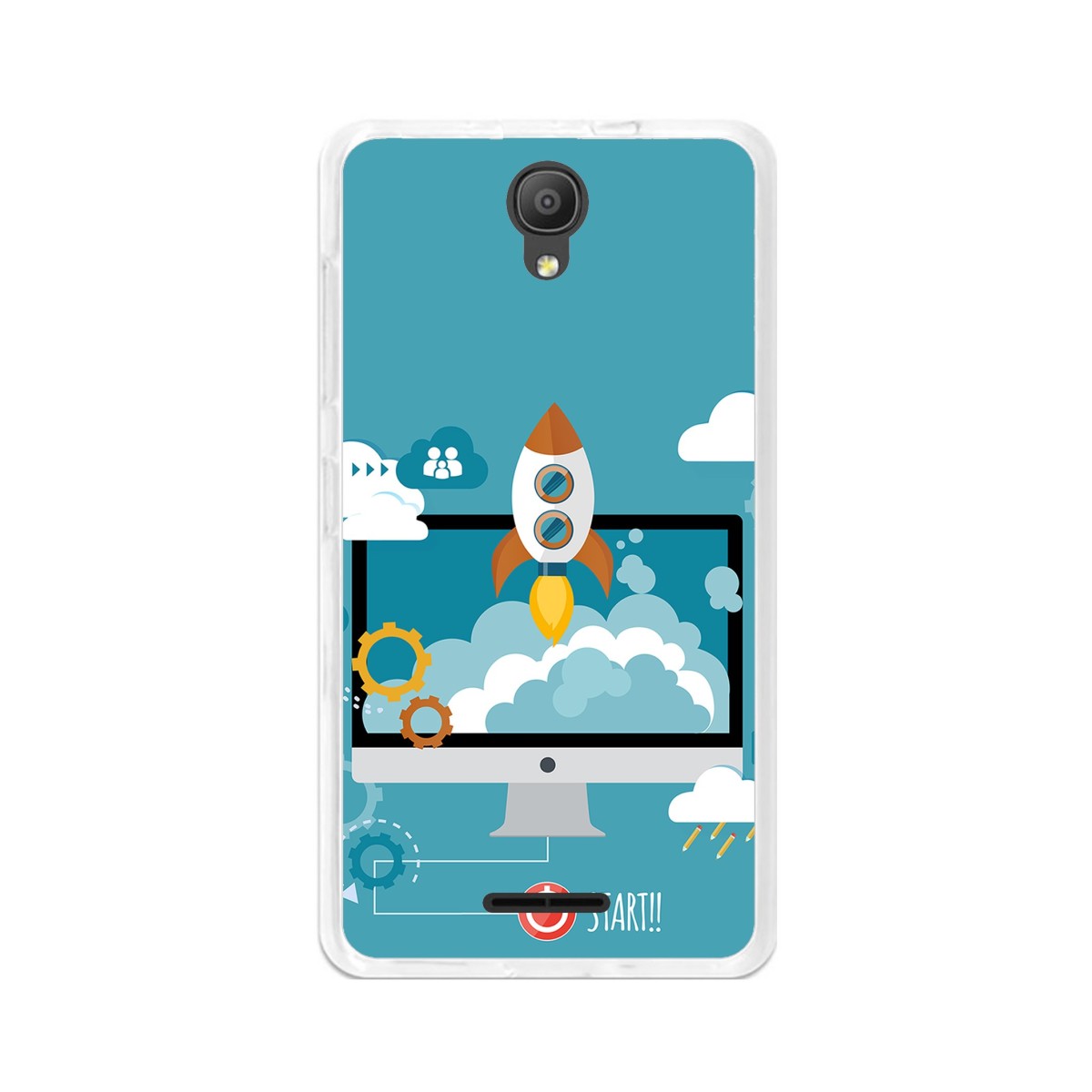 Funda Gel Tpu para Alcatel Pixi 4 (5") 3G Diseño Cohete Dibujos