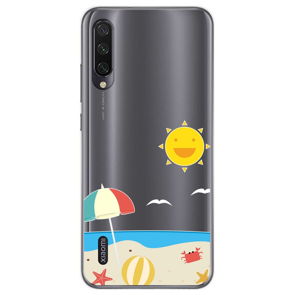 Funda Gel Transparente para Xiaomi Mi A3 diseño Playa Dibujos