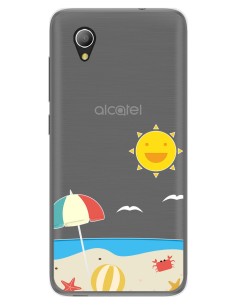 Funda Gel Transparente para Alcatel 1 2019 diseño Playa Dibujos