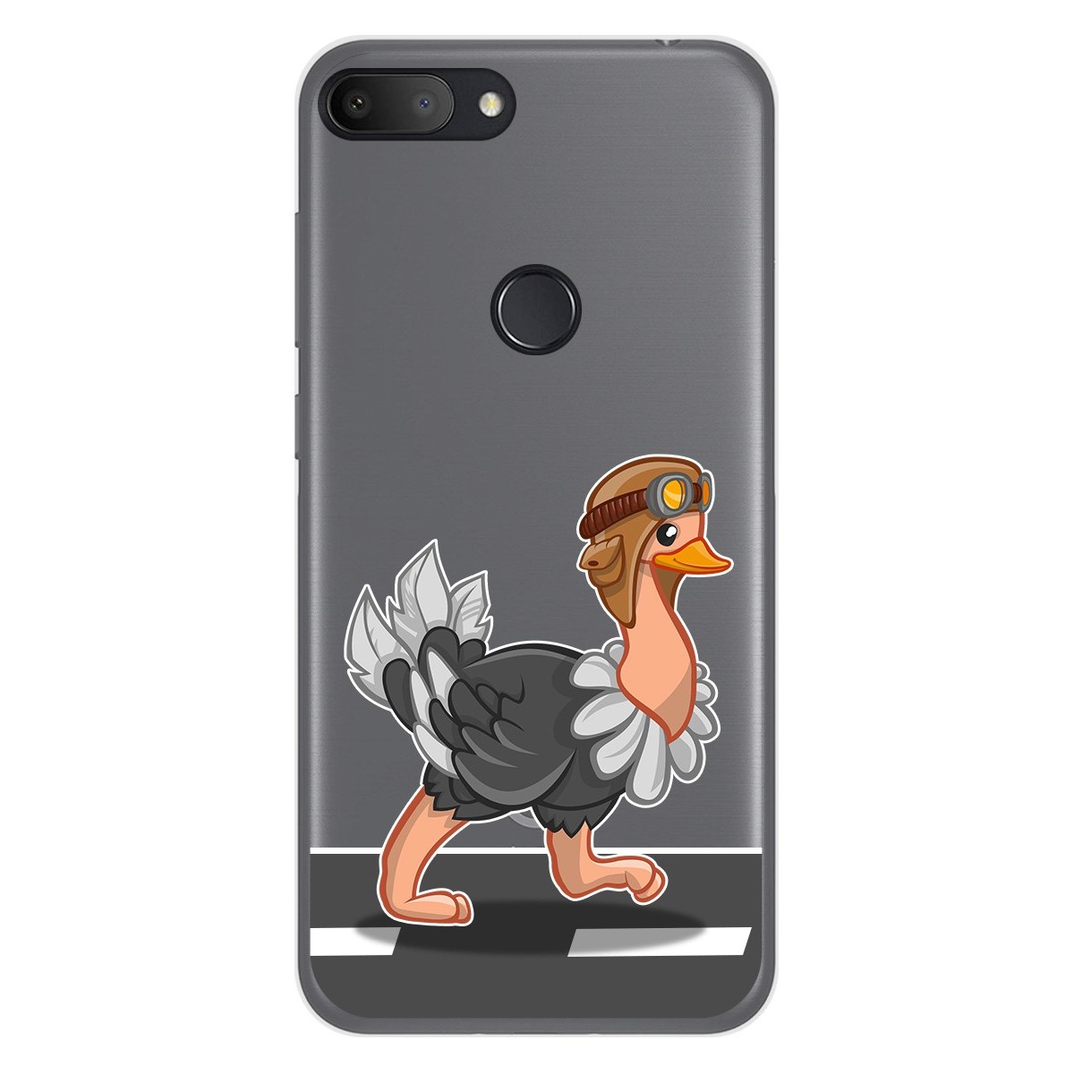 Funda Gel Transparente para Alcatel 1S 2019 diseño Avestruz Dibujos