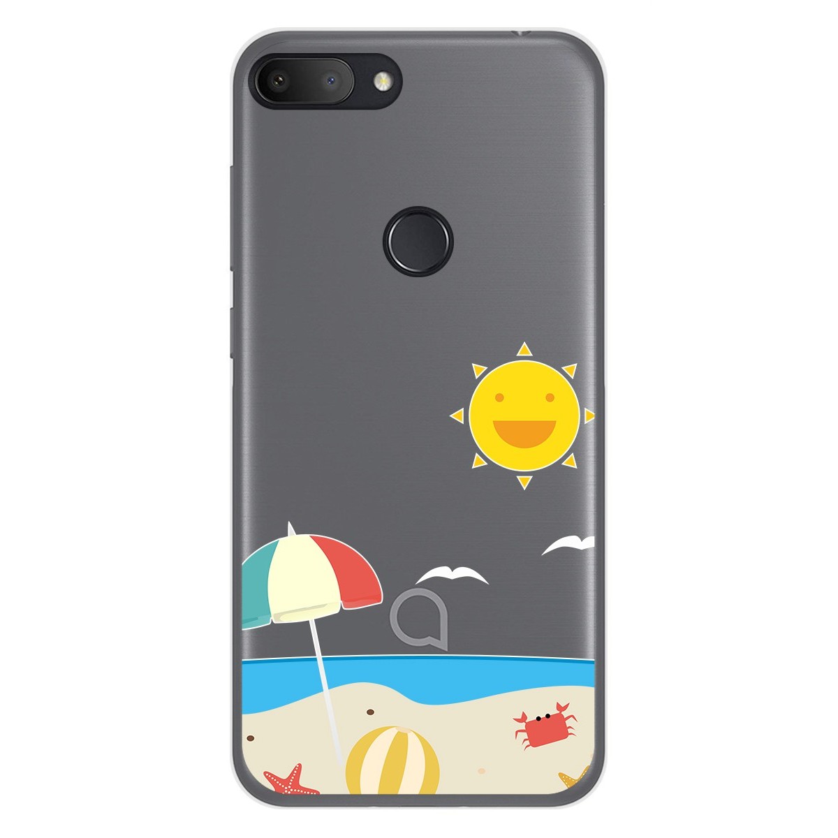 Funda Gel Transparente para Alcatel 1S 2019 diseño Playa Dibujos