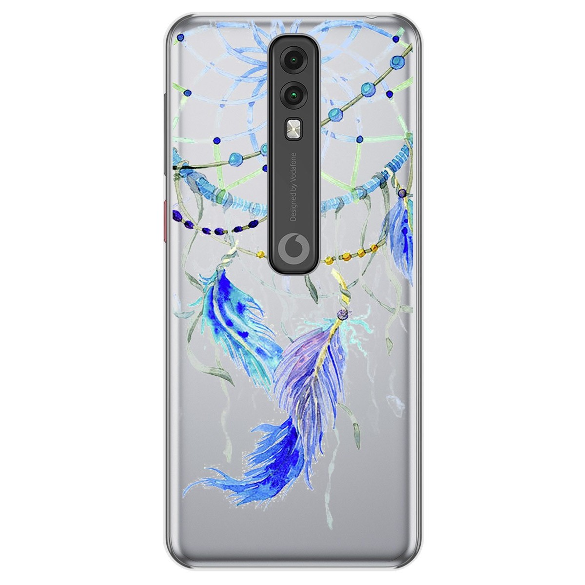 Funda Gel Transparente para Vodafone Smart V10 diseño Plumas Dibujos